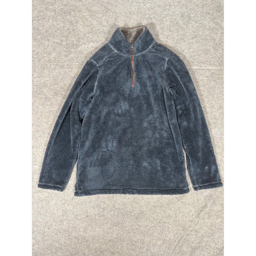 Trinity Mens Quarter Zip Sherpa Fleece Pullover Blue Charcoal M TR184198